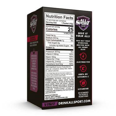 ALL SPORT ELITE - Electrolyte Hydration Performance - Strawberry Watermelon - Singles To Go Powder Packets (10 Sticks)